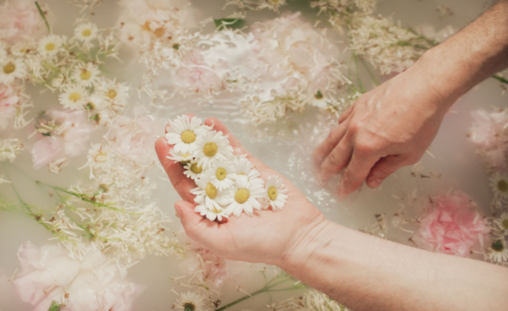 A warm traditional herbal bath offers deep physical relief and relaxation after giving birth