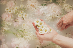 A warm traditional herbal bath offers deep physical relief and relaxation after giving birth